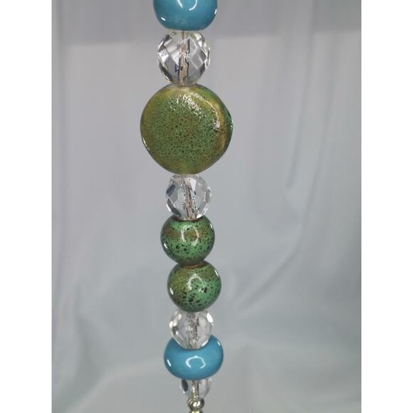 Artisan Ceramic Heart Suncatcher Says Breathe Ceramic Beads Clear Faceted Glass - Picture 5 of 15